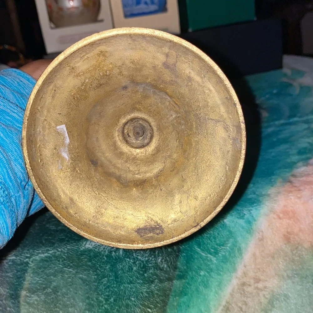 Unique Vintage Brass candle holder with an etched glass shade